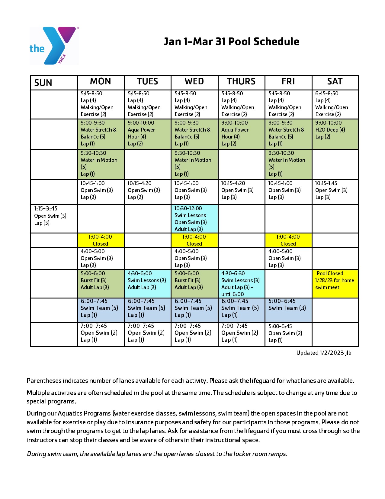 Schedules Danville YMCA